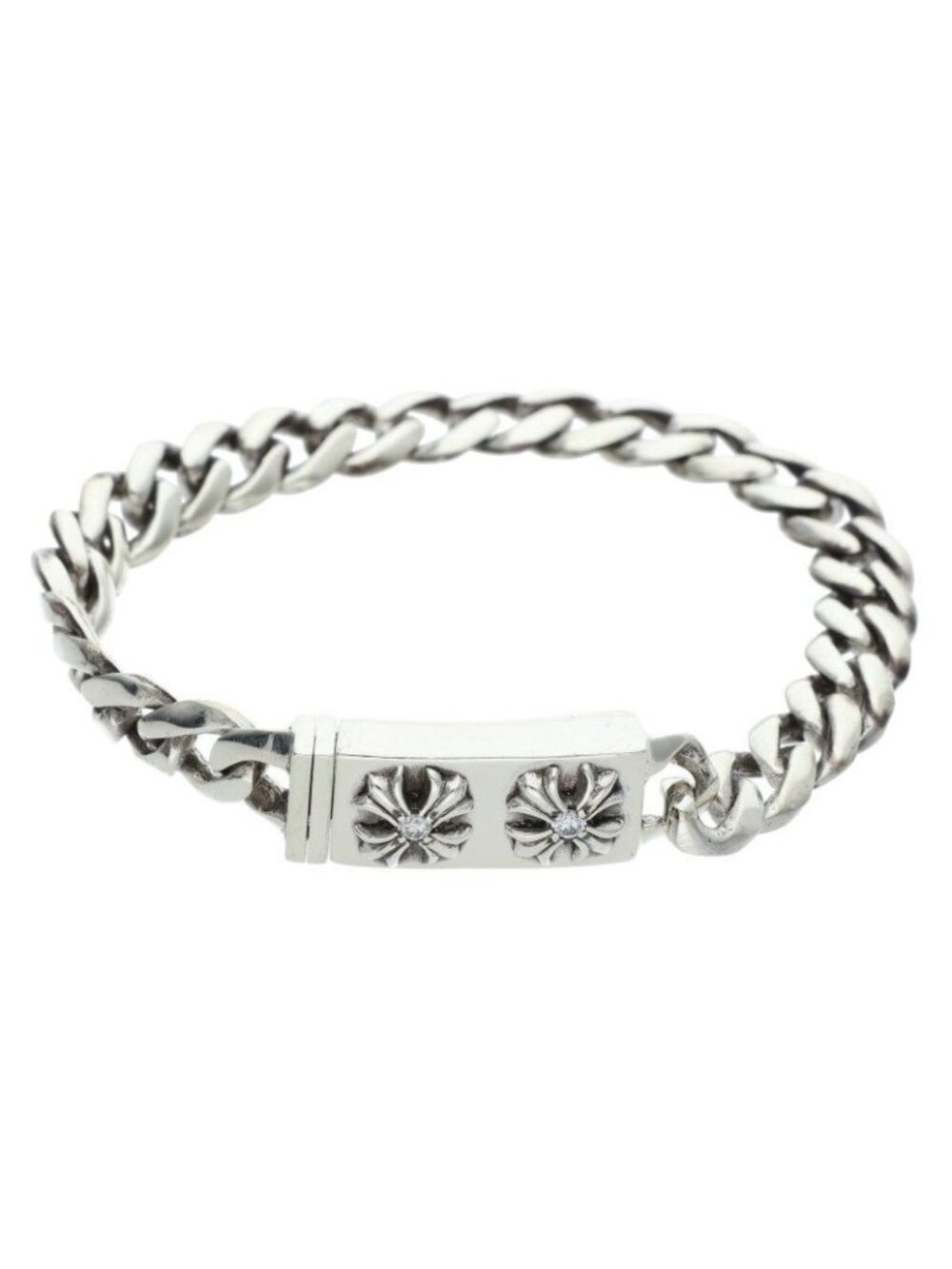 Chrome Hearts ID Mini Chx Dia Mini ID Chx Diamond Silver Bracelet